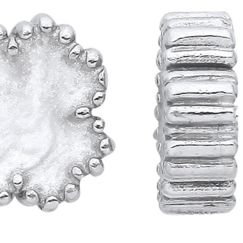 Silver White Enamel Four Leaf Clover Studs