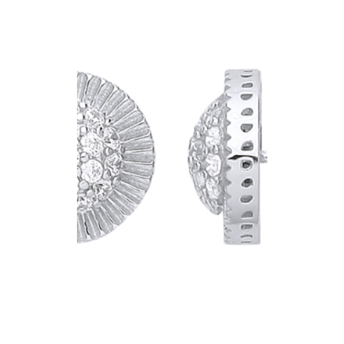 Silver Round Stud CZ Earrings