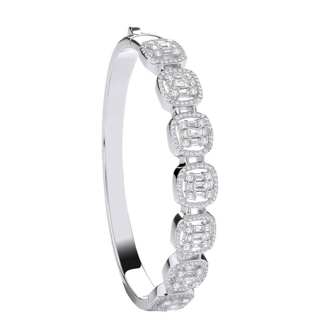 Baguette & Round Halo Bangle