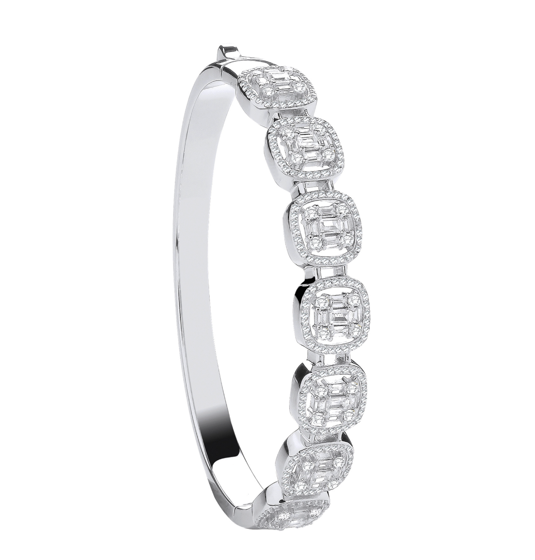 Baguette & Round Halo Bangle