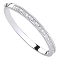 Silver Hinged Princess Cut & Round Bangle
