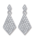 Silver Diamond Shape Drop Earrings