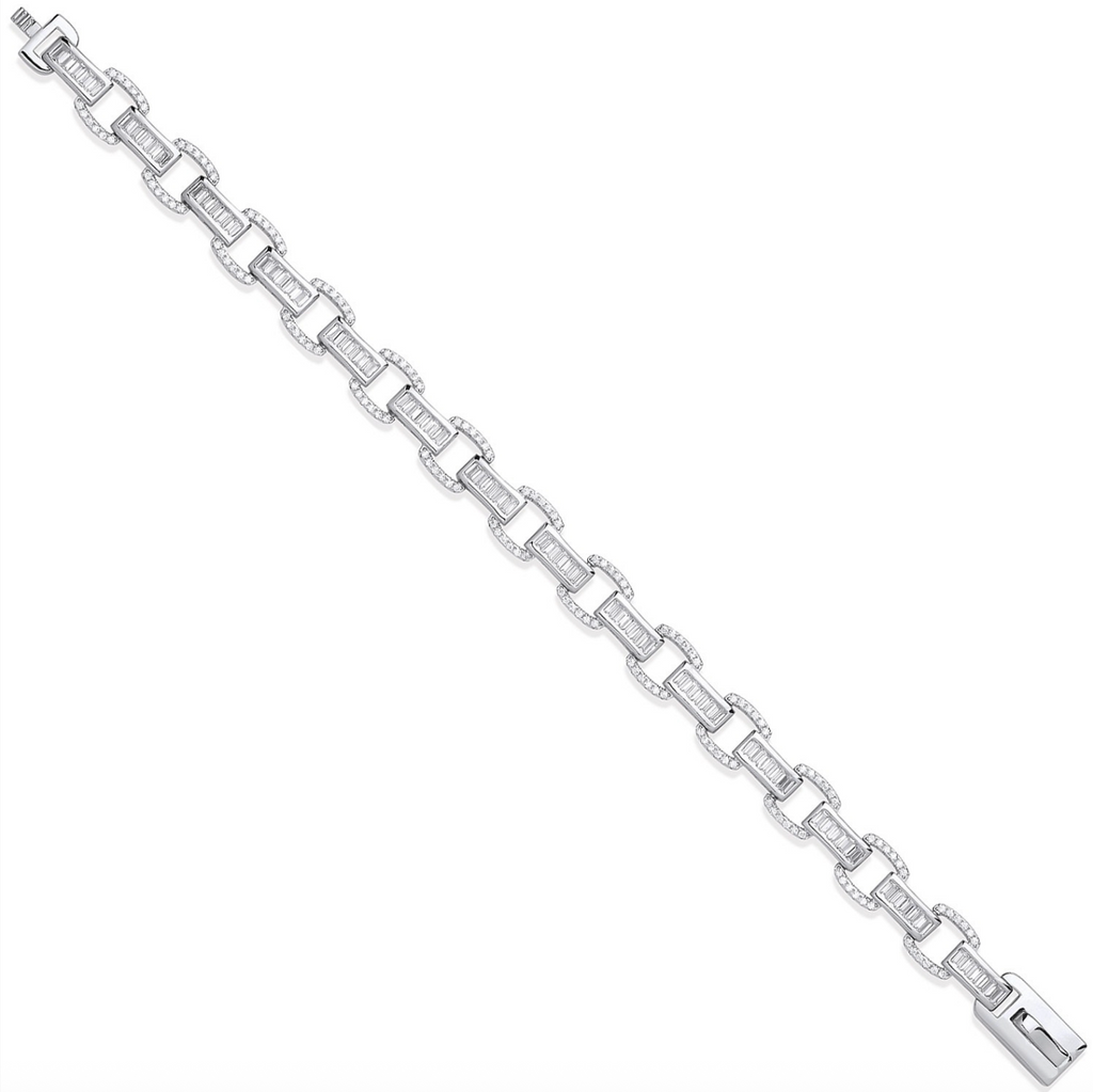 Silver Baguette Link Bracelet