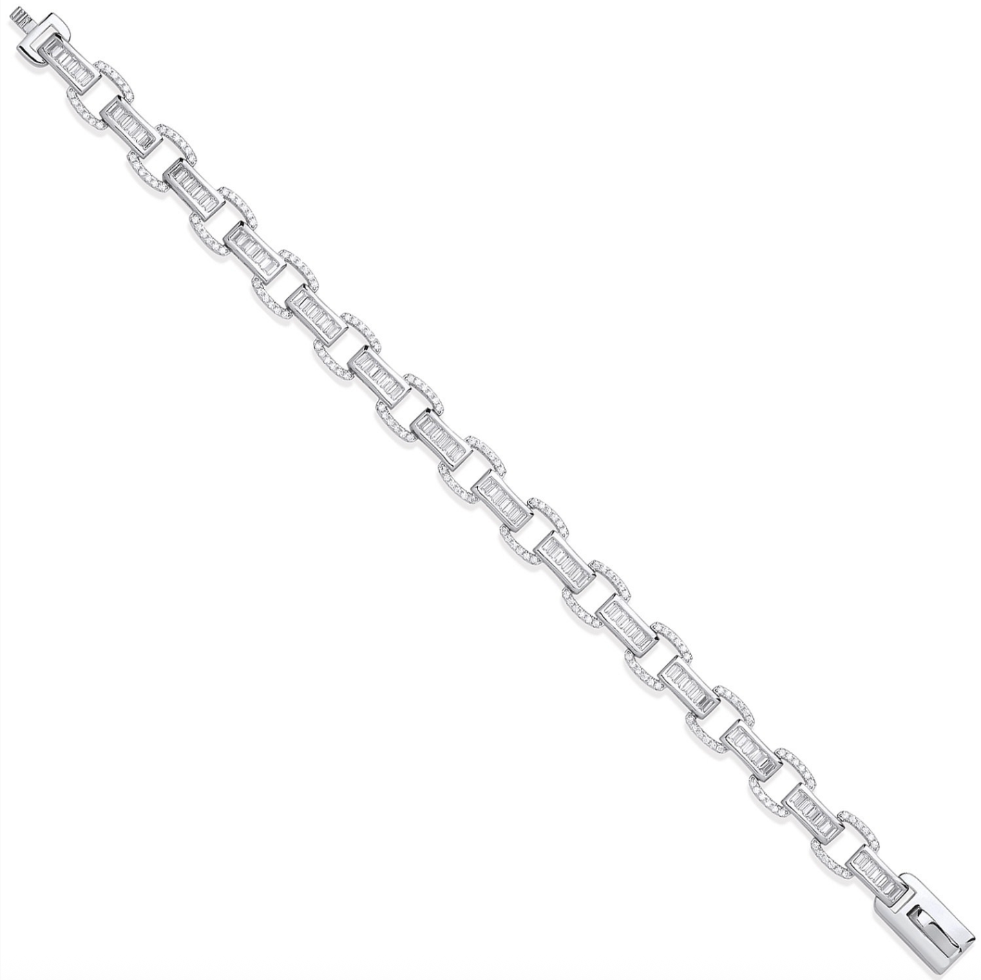 Silver Baguette Link Bracelet
