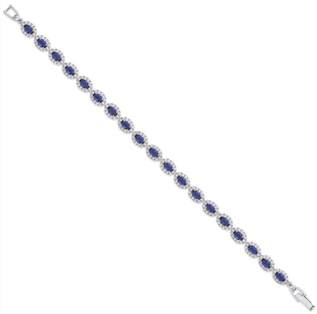 Silver Sapphire Tone Tennis Bracelet
