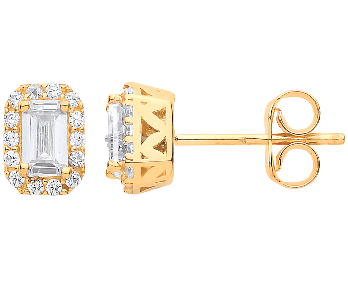 The Halo Baguette Studs