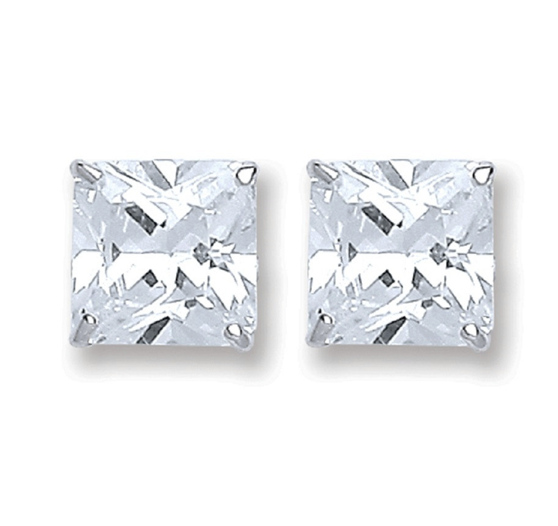 Princess Cut Stud Earrings