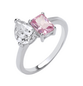 Silver Rosé Cross Over Ring