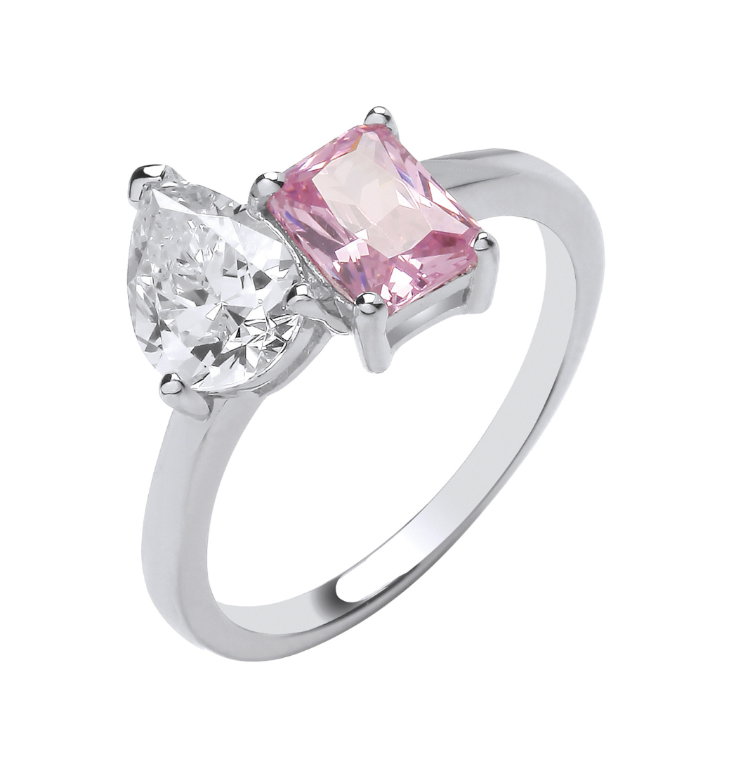 Silver Rosé Cross Over Ring