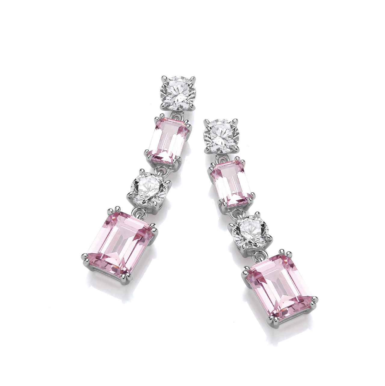 Silver Rosé Drop Earrings