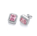 Silver Rosé Halo Studs