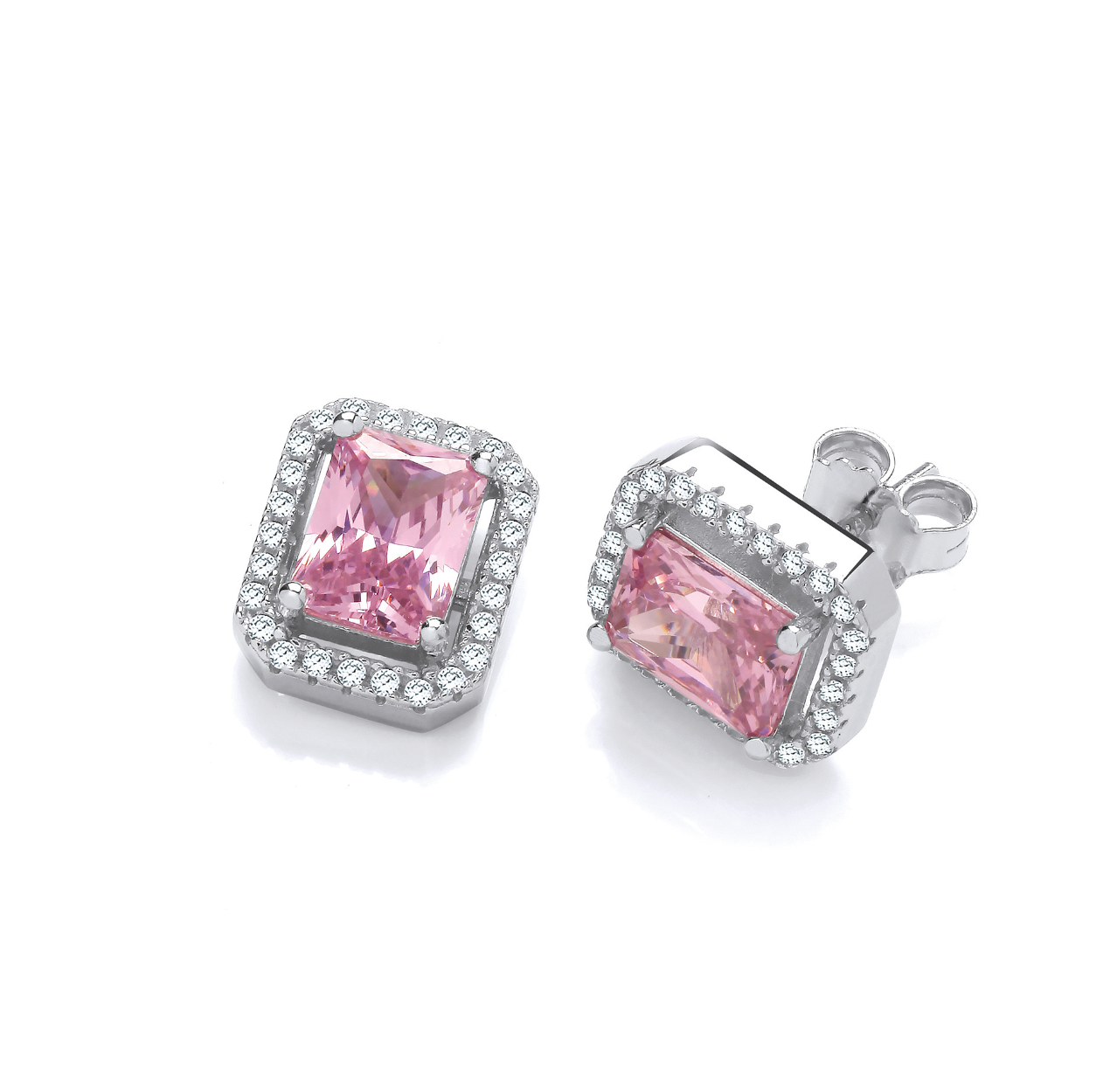 Silver Rosé Halo Studs