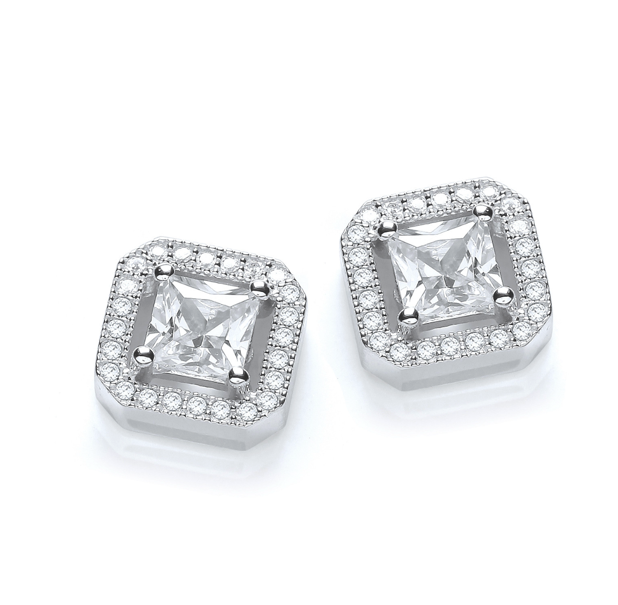 Silver Princess Pavé Stud Earrings