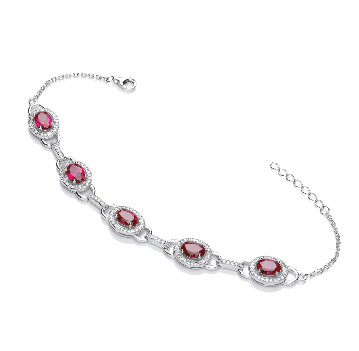Red Stoned Halo Bracelet