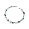 Green Teardrop Silver Bracelet