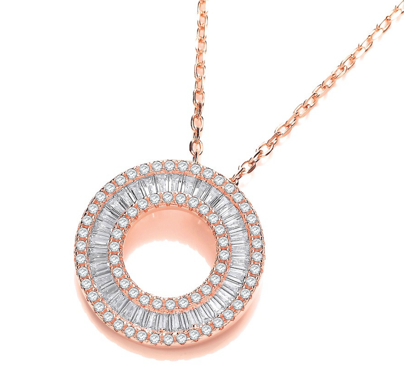 Rose Silver Circle of Life Necklace
