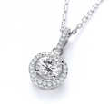 Silver Halo Pavé Pendant Necklace