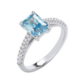 Silver Blue CZ Solitaire Ring