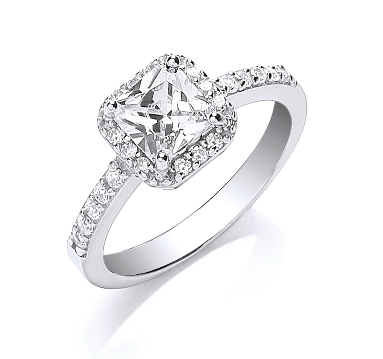 Silver Square CZ Ring