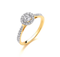 18ct Yellow Gold Halo 0.50ct Diamond Ring
