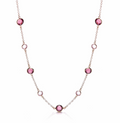 Rose Coated Silver Purple & Pink Stone Necklace