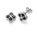 Black Four Leaf Clover CZ Stud Earrings