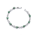 Green Teardrop CZ Silver Bracelet