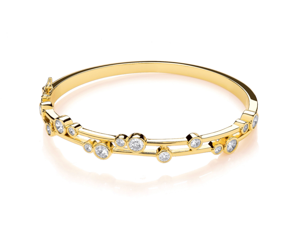 Gold Plated Timeless Rubover CZ Bangle