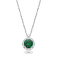 Green Halo Pendant Necklace