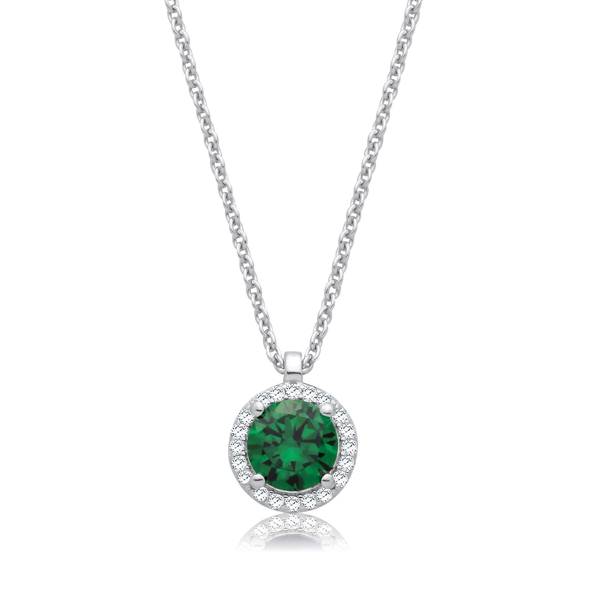 Green Halo Pendant Necklace