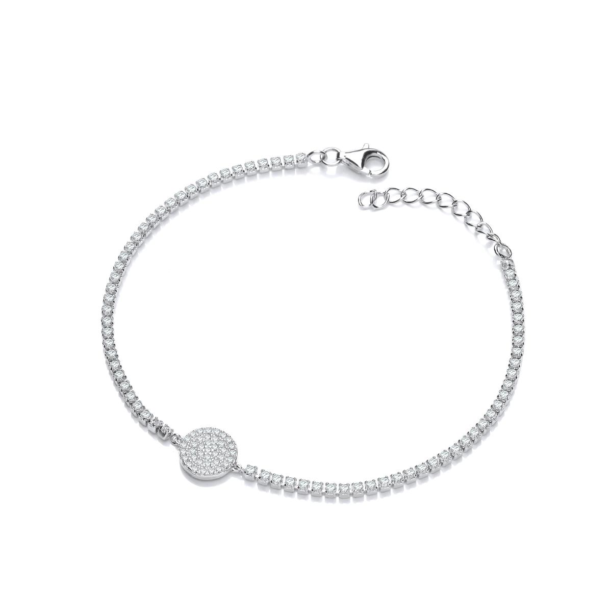Silver Pave Round Bracelet