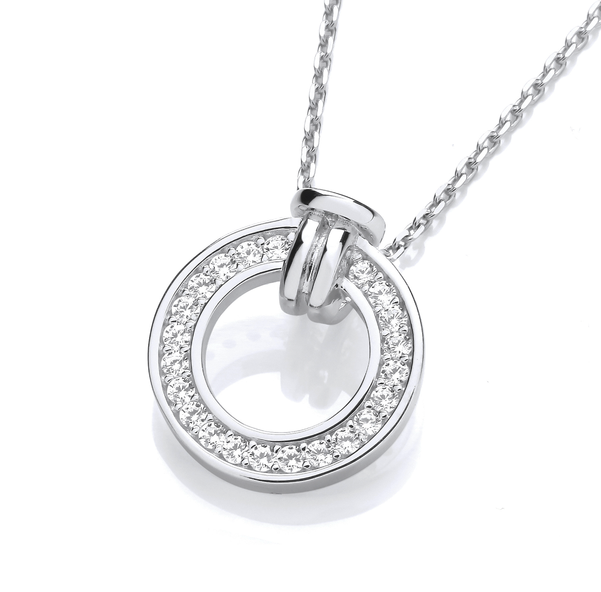 Circle CZ Pendant Necklace