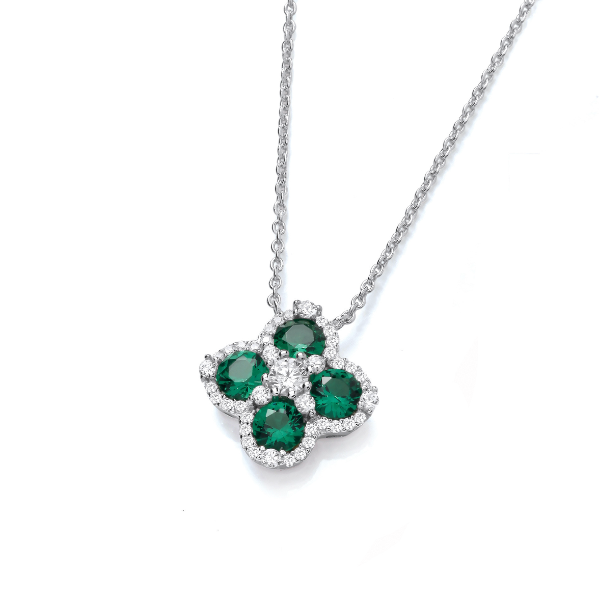 Green Four Leaf Clover Necklace