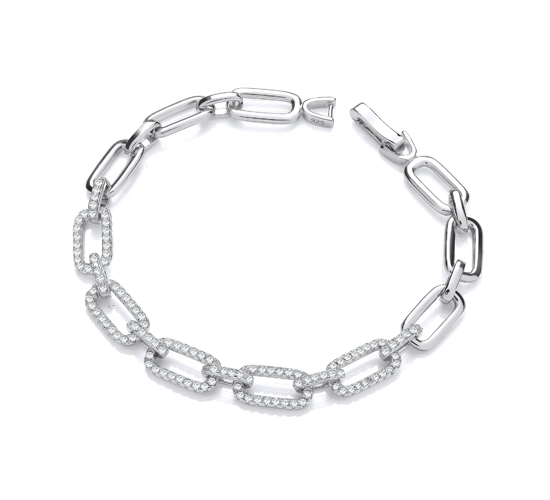Rectangle Link CZ Bracelet