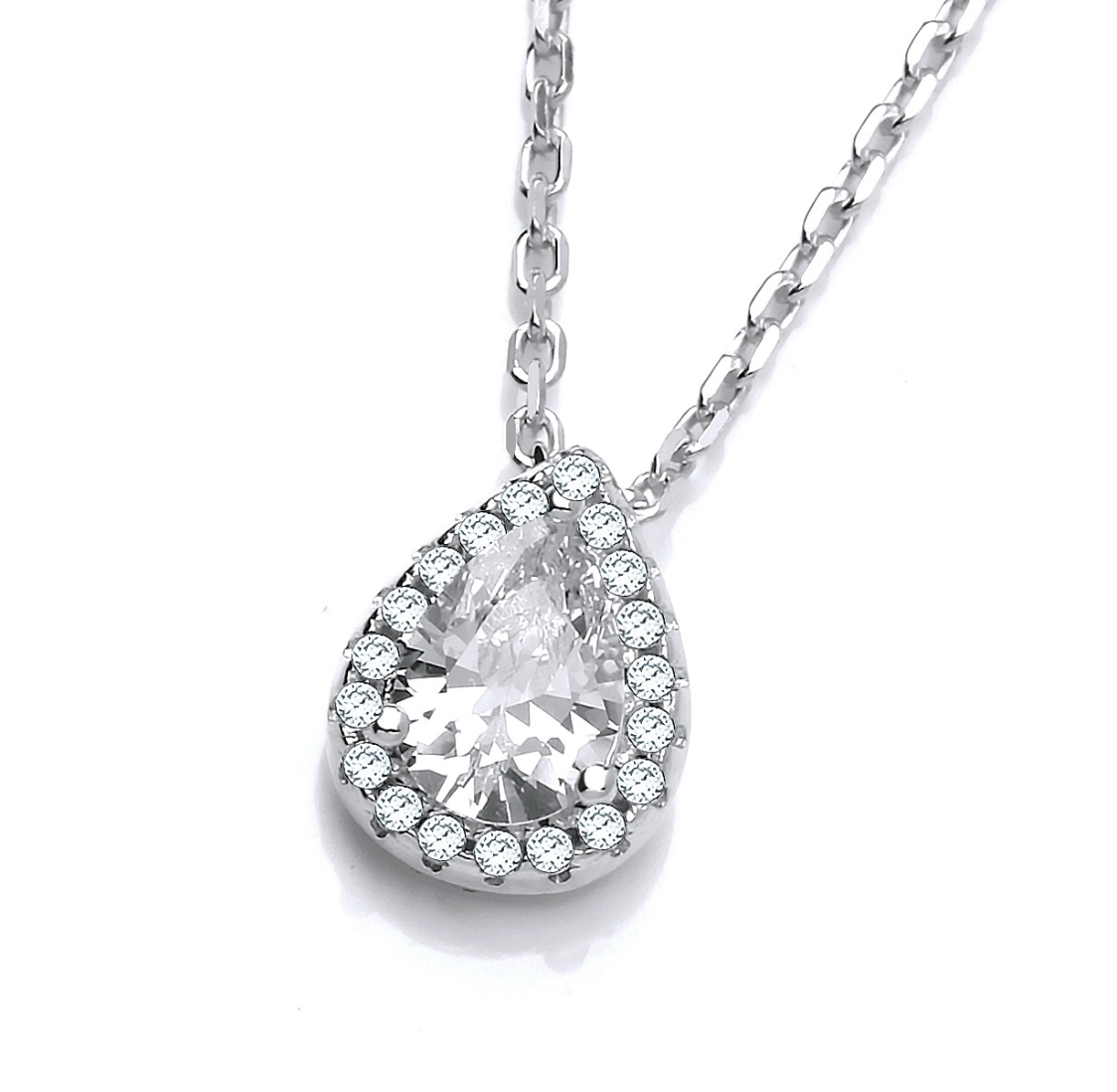 Teardrop CZ Pendant Necklace