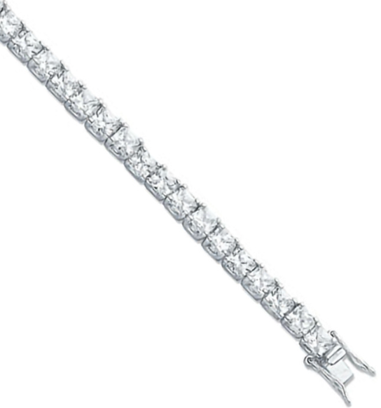 Silver 4.3mm Princess Cut Cubic Zirconia Tennis Bracelet