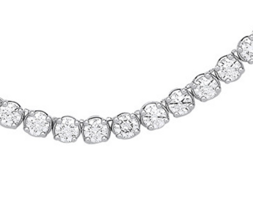 9ct White Gold 10.00ctw LAB GROWN 17" Diamond Tennis Necklace IGI Certified