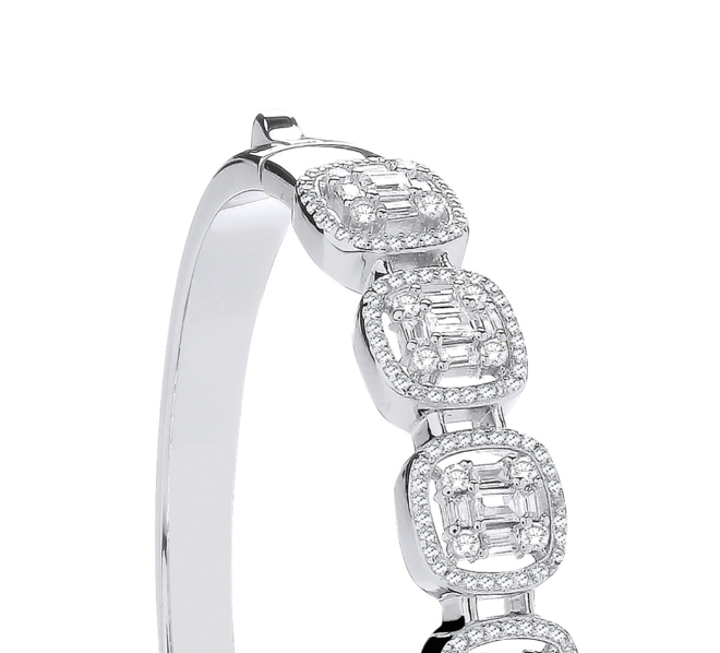 Baguette & Round Halo Bangle