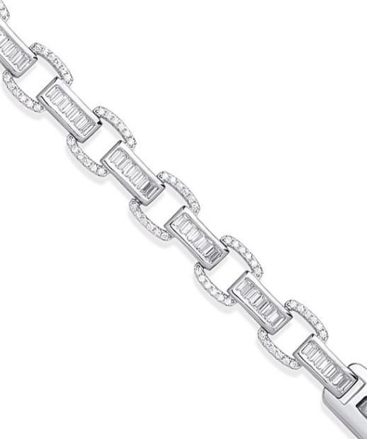 Silver Baguette Link Bracelet