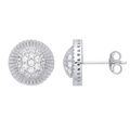 Silver Round Stud CZ Earrings