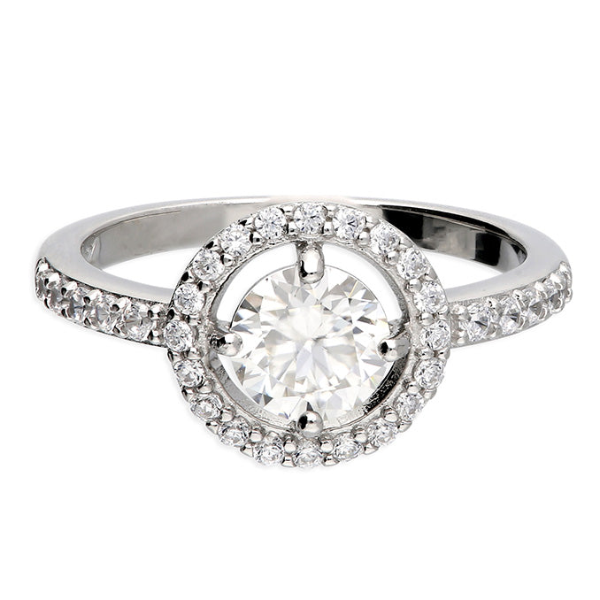 925 Moissanite Open Halo Ring