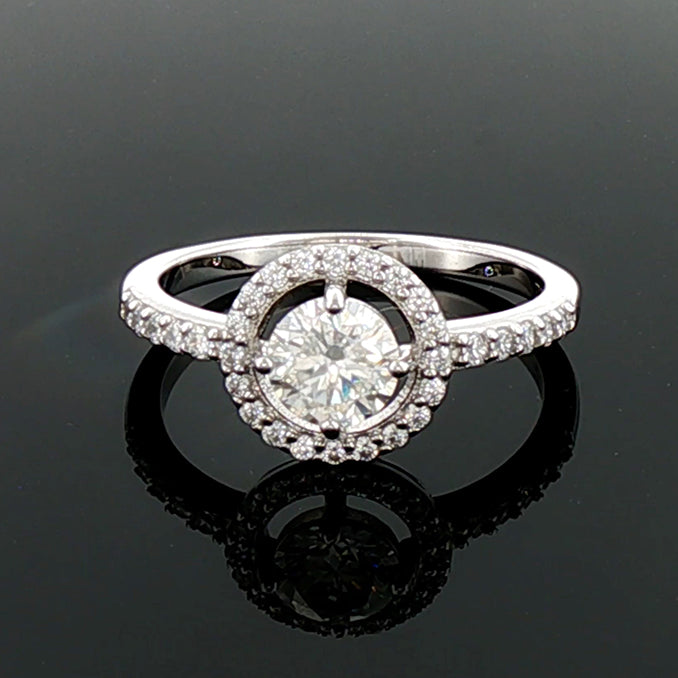 925 Moissanite Open Halo Ring